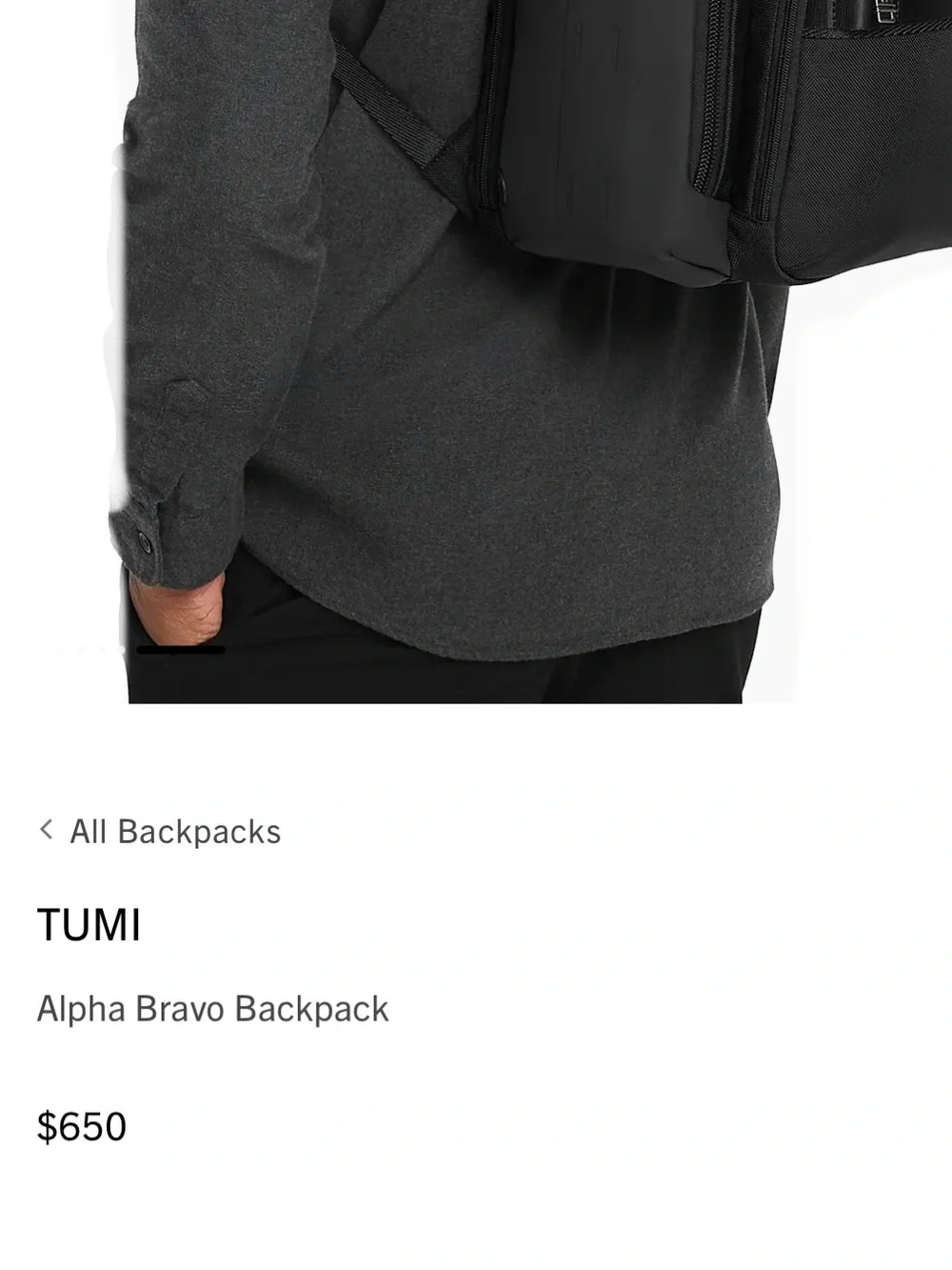 Tumi UNISEX Alpha T-Tech Dual-Tone Black Backpack